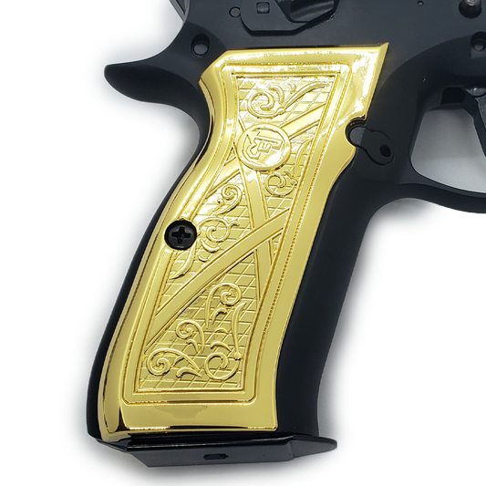 CZ 75 Grips Scroll Full Size 75 B BD SP-01 Shadow 2 Gold Plated #T-CZ03
