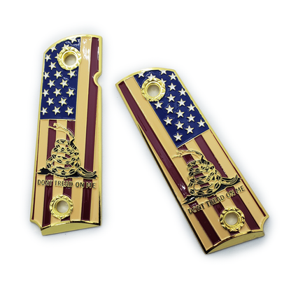 1911 FULL SIZE GRIPS DON'T TREAD ON ME Ambi Cut Gold With Soft Enamel