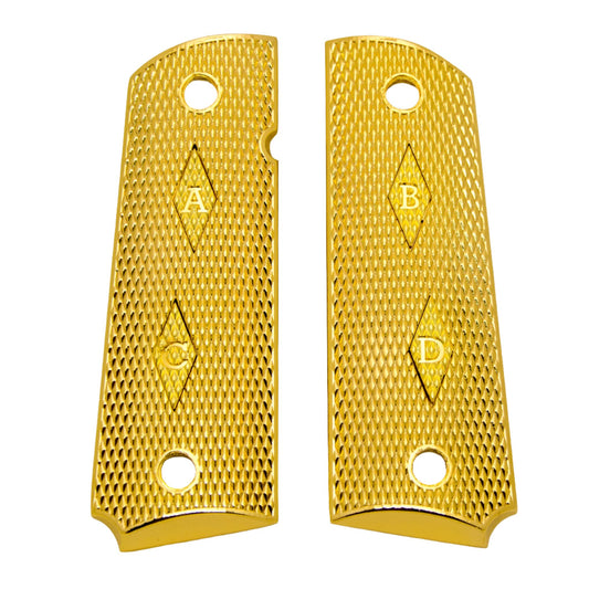 1911 Compact Size Grips With Initials Gold, Nickel or Black Plated