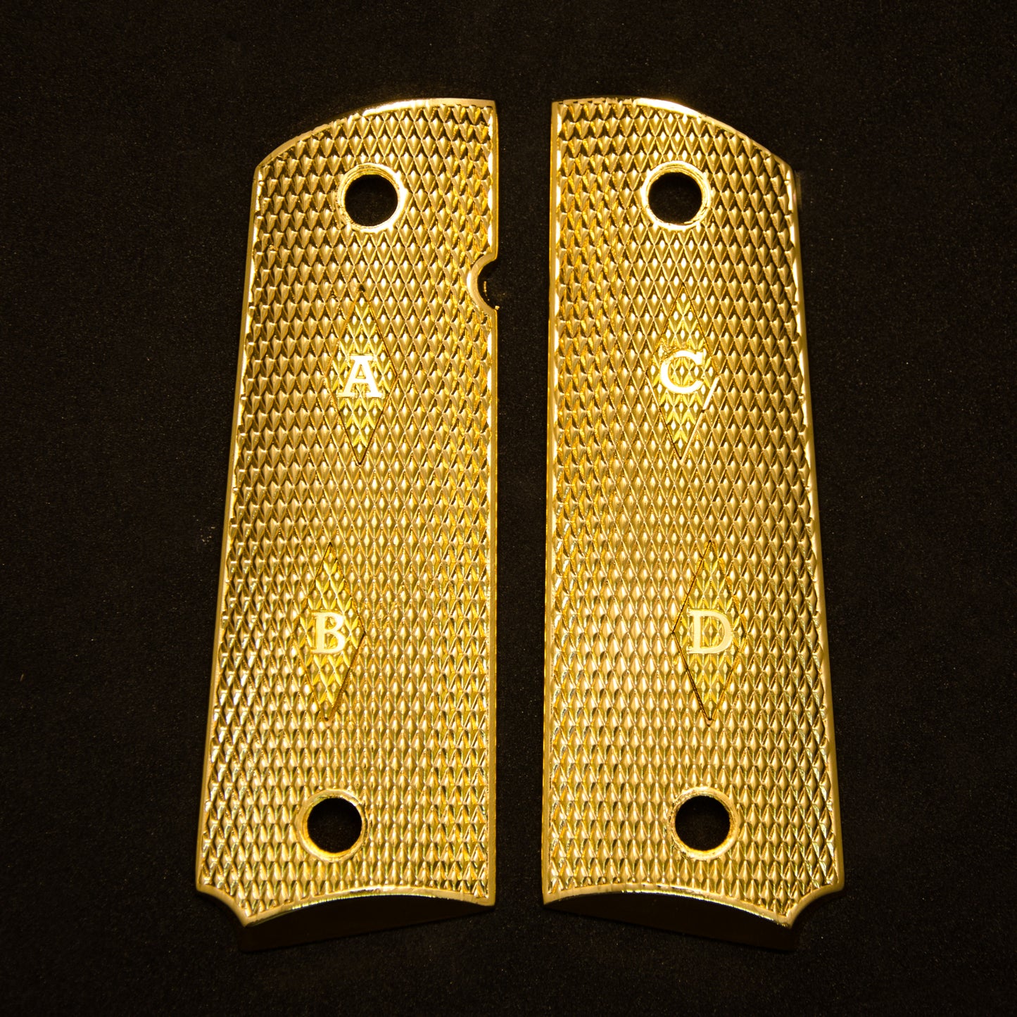 1911 Full Size Grips With Initials Gold Plated