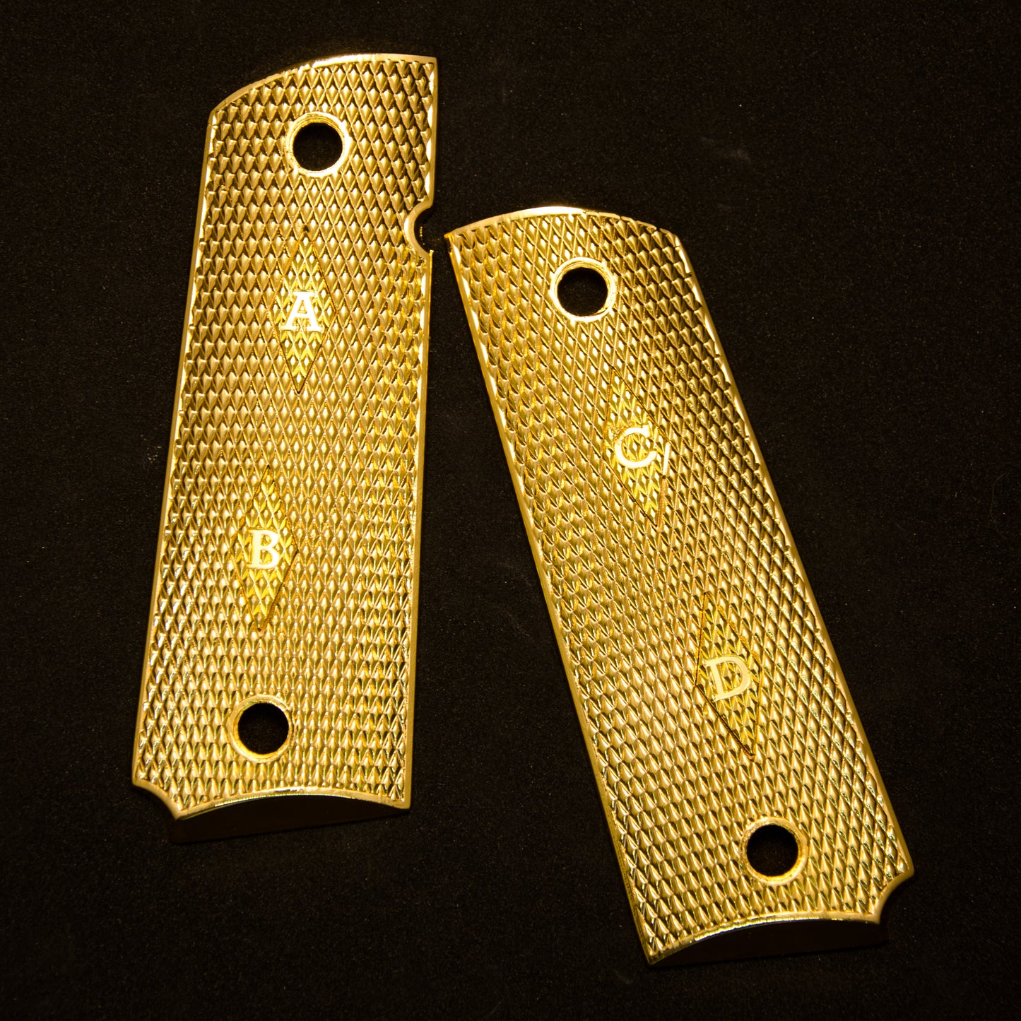 1911 Full Size Grips With Initials Gold Plated