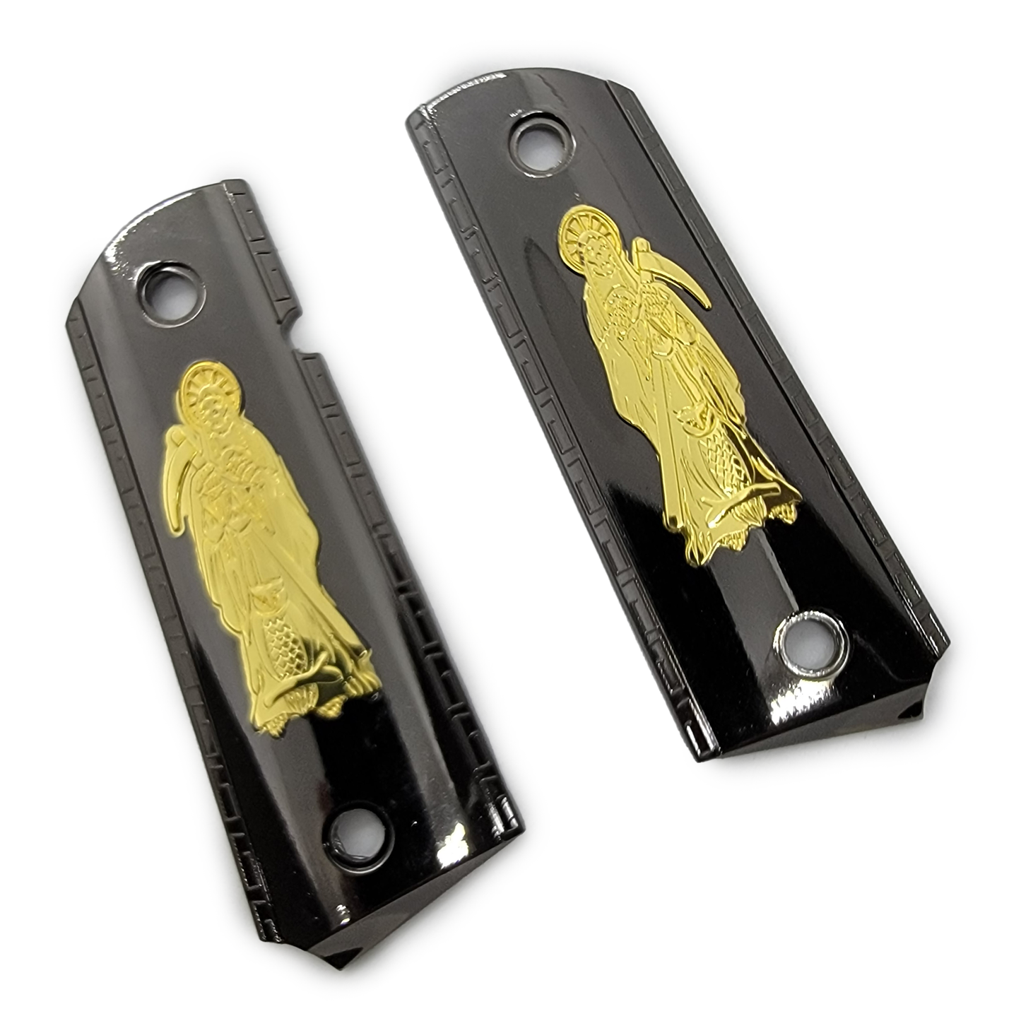 1911 Full Size  Metal Grips  Grim W Ambi Cut Nickel
