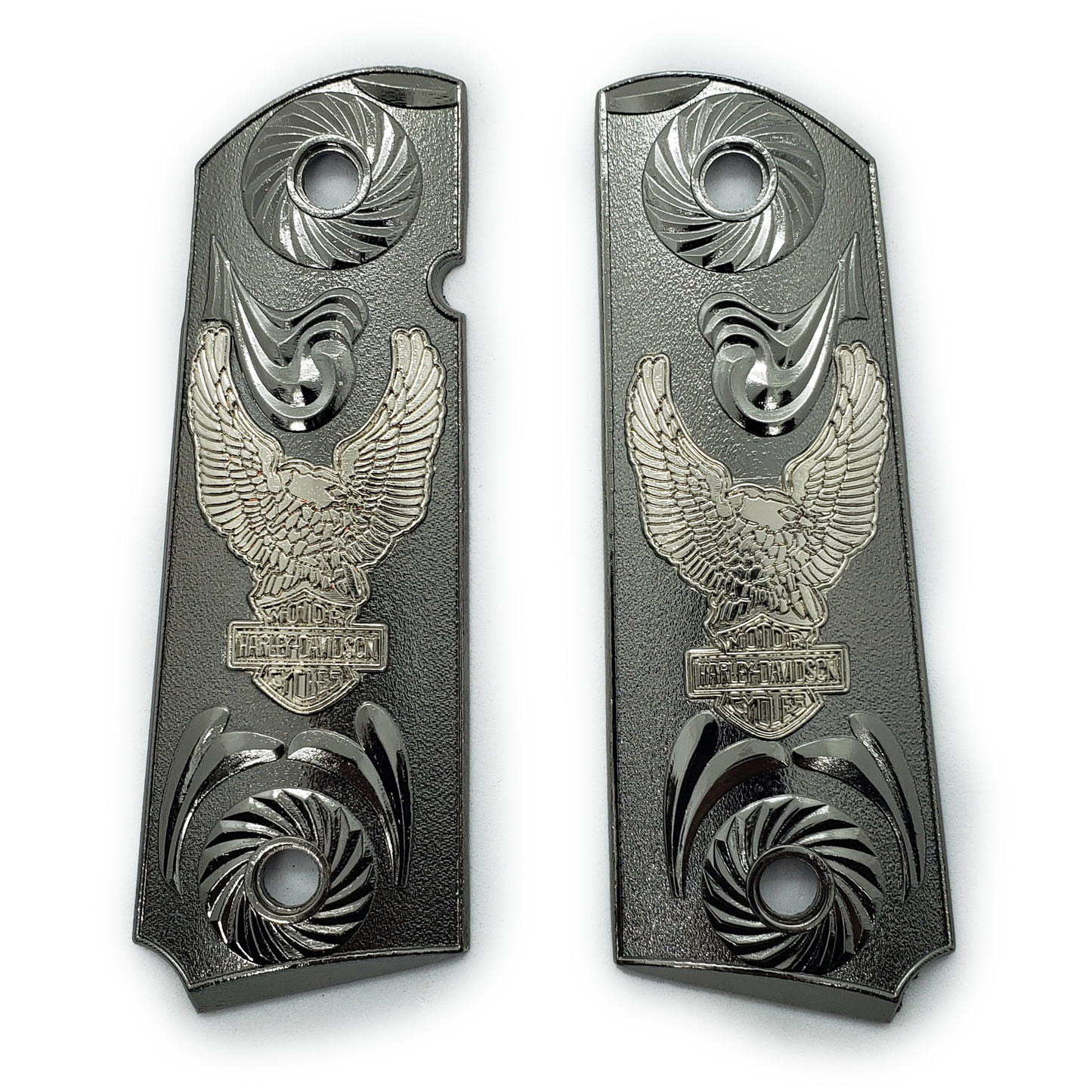 1911 FULL SIZE GRIPS Harley Ambi Cut Black Nickel