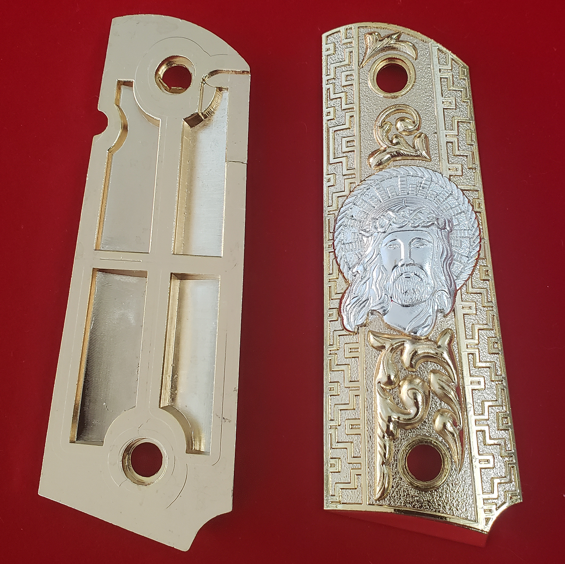 1911 Jesus Head FULL SIZE GRIPS  Gold W AMBI CUT#T-T782