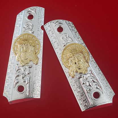 1911 Jesus Head FULL SIZE GRIPS  Gold W AMBI CUT#T-T782