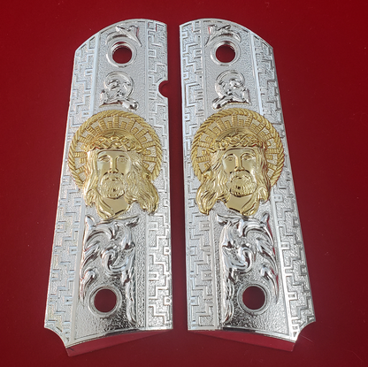 1911 Jesus Head FULL SIZE GRIPS  Gold W AMBI CUT#T-T782