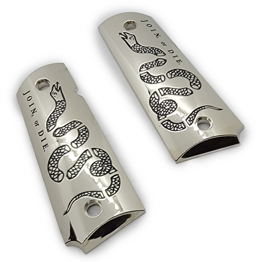 1911 Full size Metal grips / Join Or Die W Ambi Safety Nickel #T-JD02