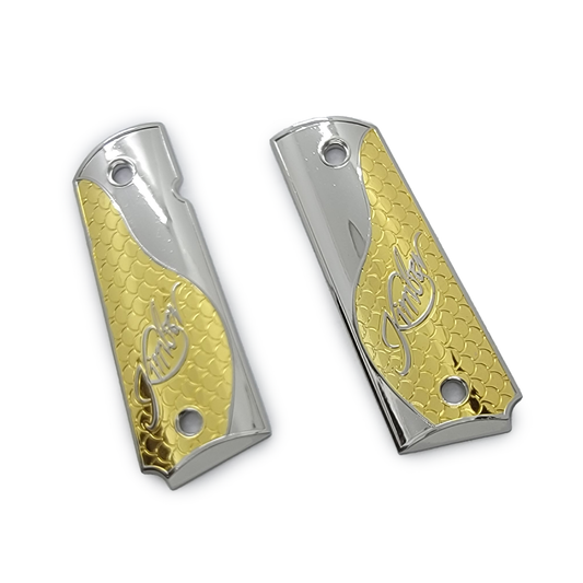 1911 KIMBER FULL SIZE Ambi Cut Polished Nickel Gold