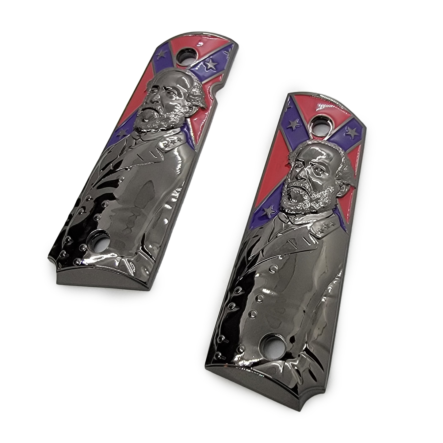 Metal Flag 1911 FULL SIZE Grips Ambi Cut Nickel GL-NP