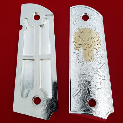 1911 FULL SIZE Grips Live Free Or Die 24K Gold Plated W Ambi Cut #T-T983