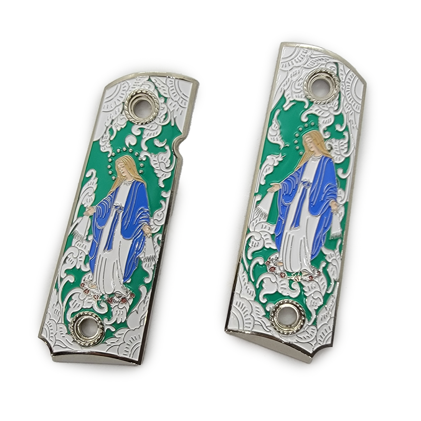 1911 Full Size Virgin Mary Gold Plated Grips W Soft Enamel