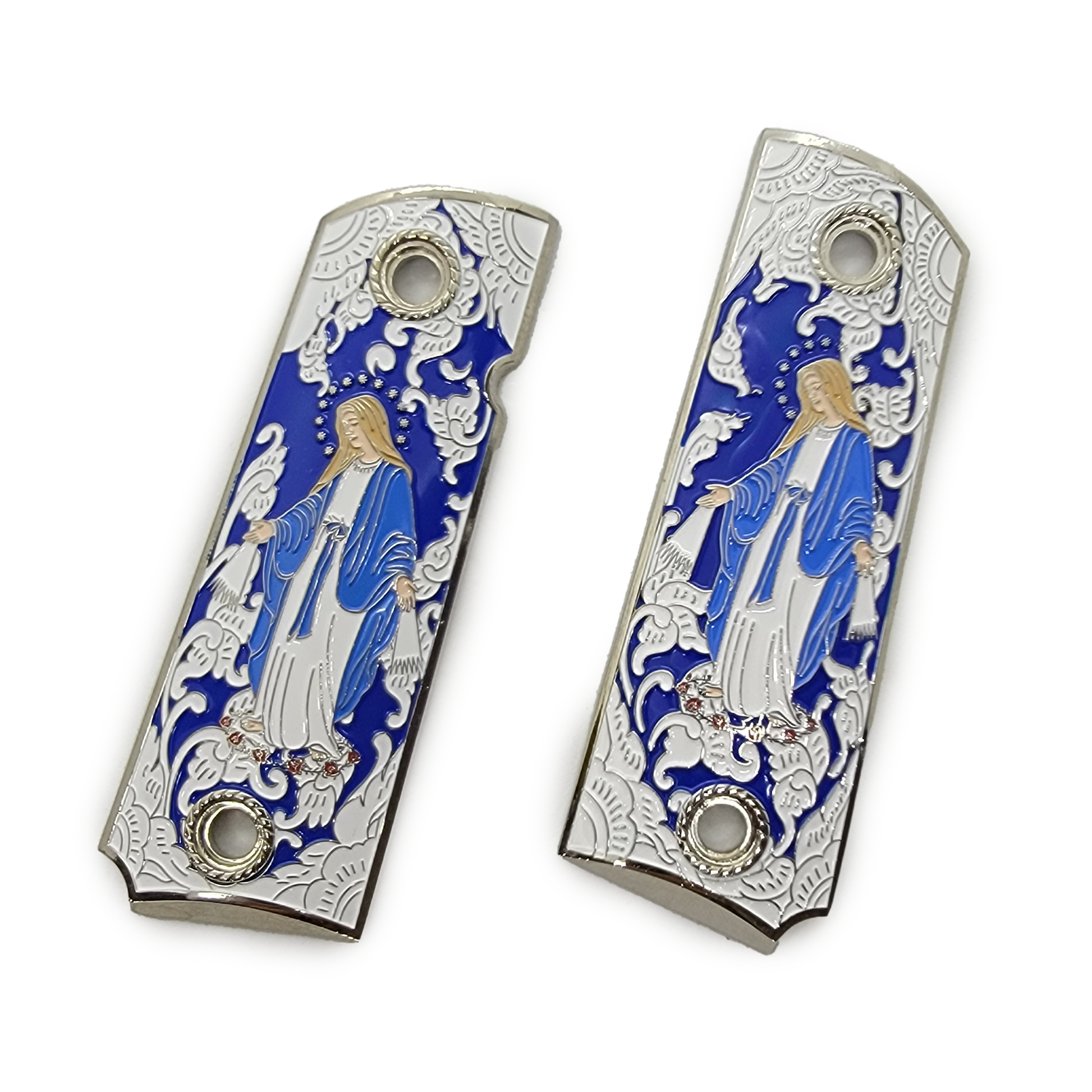 1911 Full Size Virgin Mary Gold Plated Grips W Soft Enamel 1911 Full Size Virgin Mary Gold Plated Grips W Soft Enamel