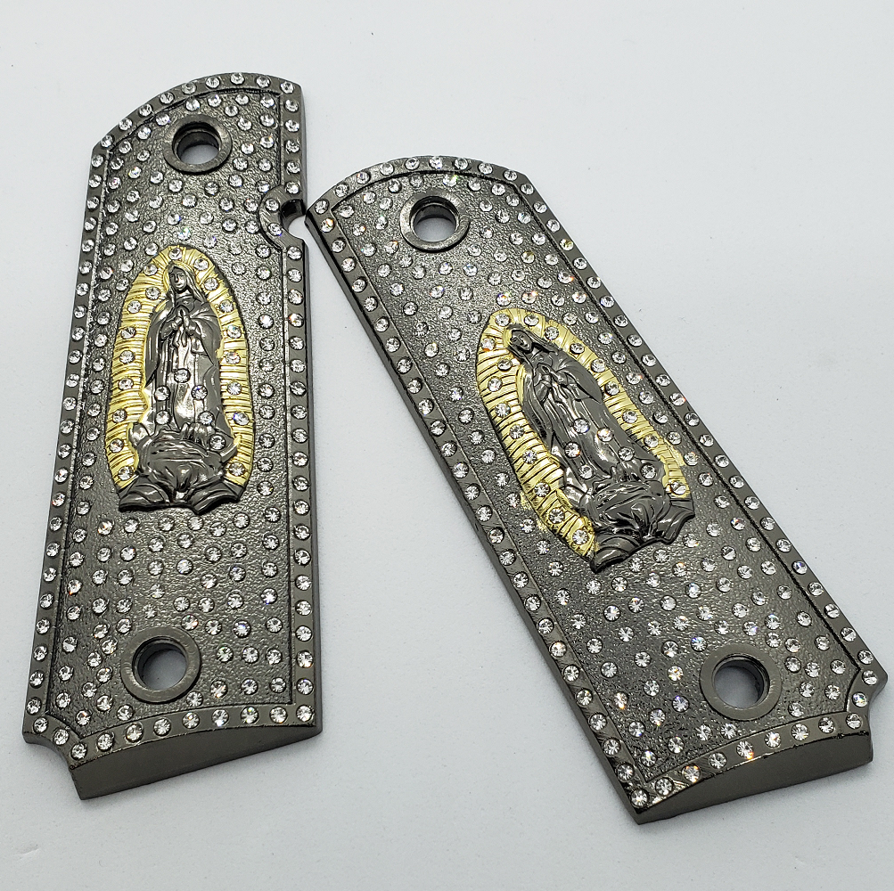 1911 Grips Virgin Mary With Zirconia stones Black