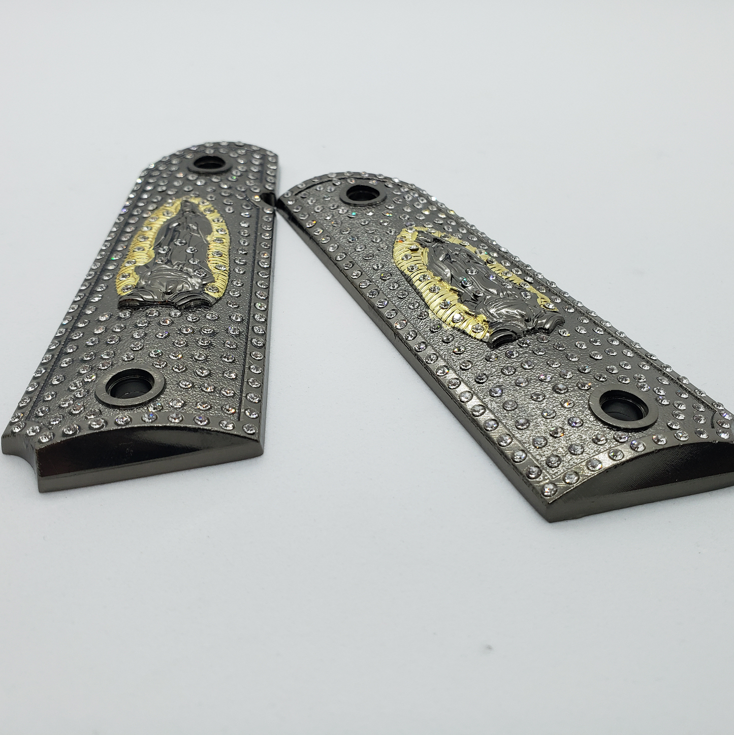 1911 Grips Virgin Mary With Zirconia stones Black