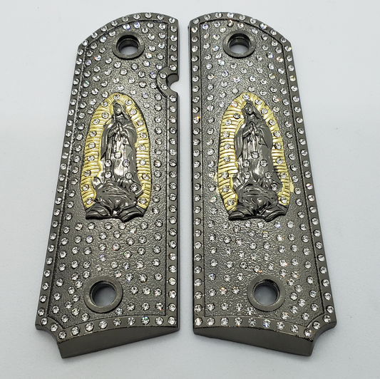 1911 Grips Virgin Mary With Zirconia stones Black