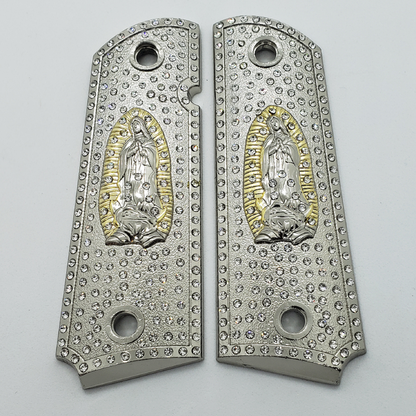 1911 Grips Virgin Mary With Zirconia stones Gold Plated