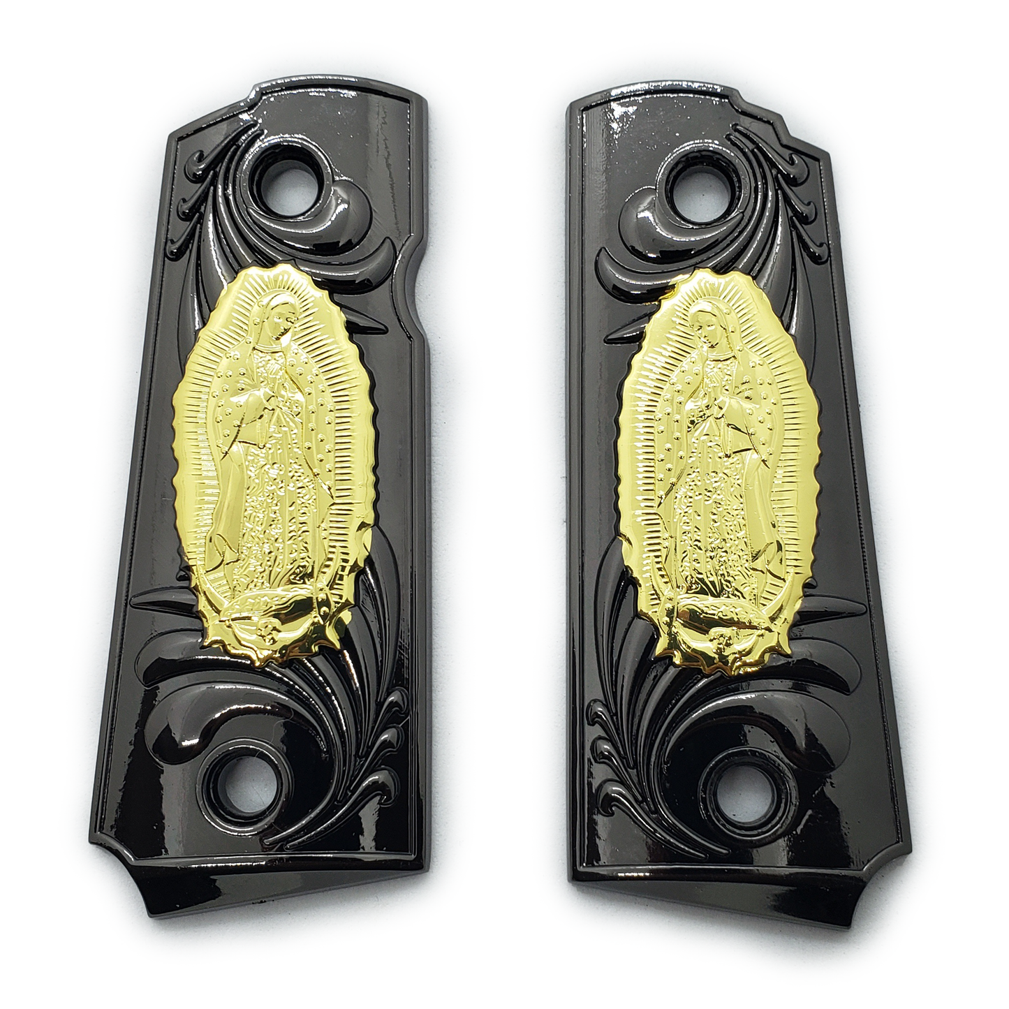 1911 Metal grips gold / Nickel Virgin Mary Lady of Guadalupe Ambi Safety #T-M101
