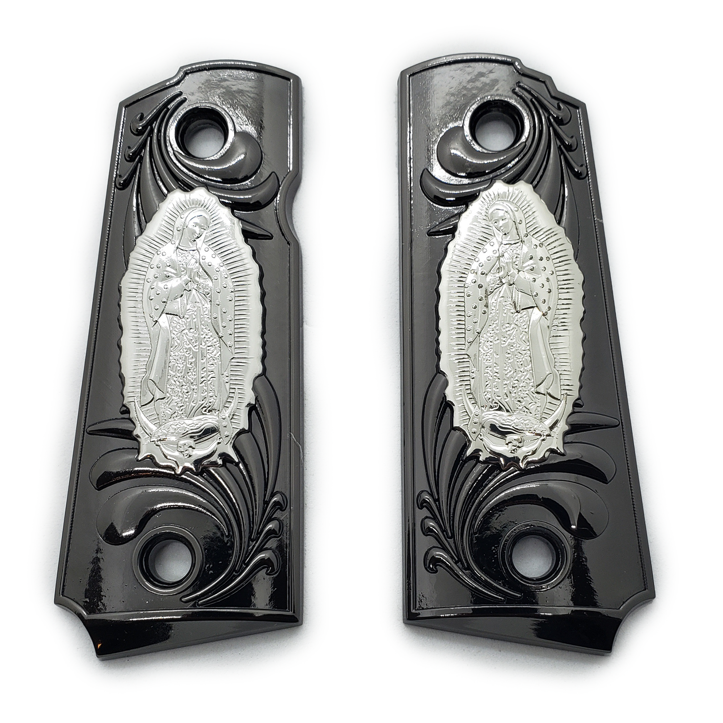 1911 Metal grips gold / Nickel Virgin Mary Lady of Guadalupe Ambi Safety #T-M101
