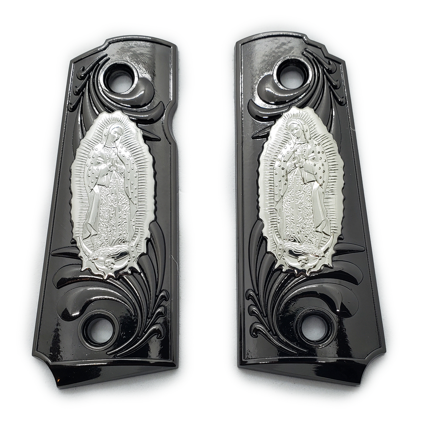 1911 Grips Compact Officer Size  Virgin Mary Black Gold