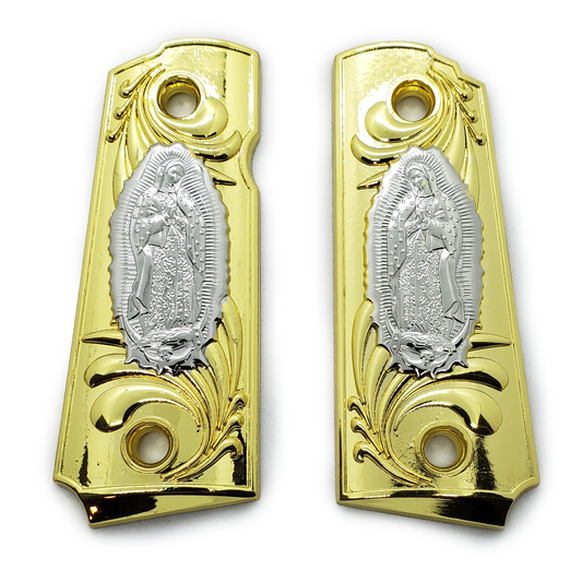 1911 Grips Compact Officer Size  Virgin Mary Gold Nickel