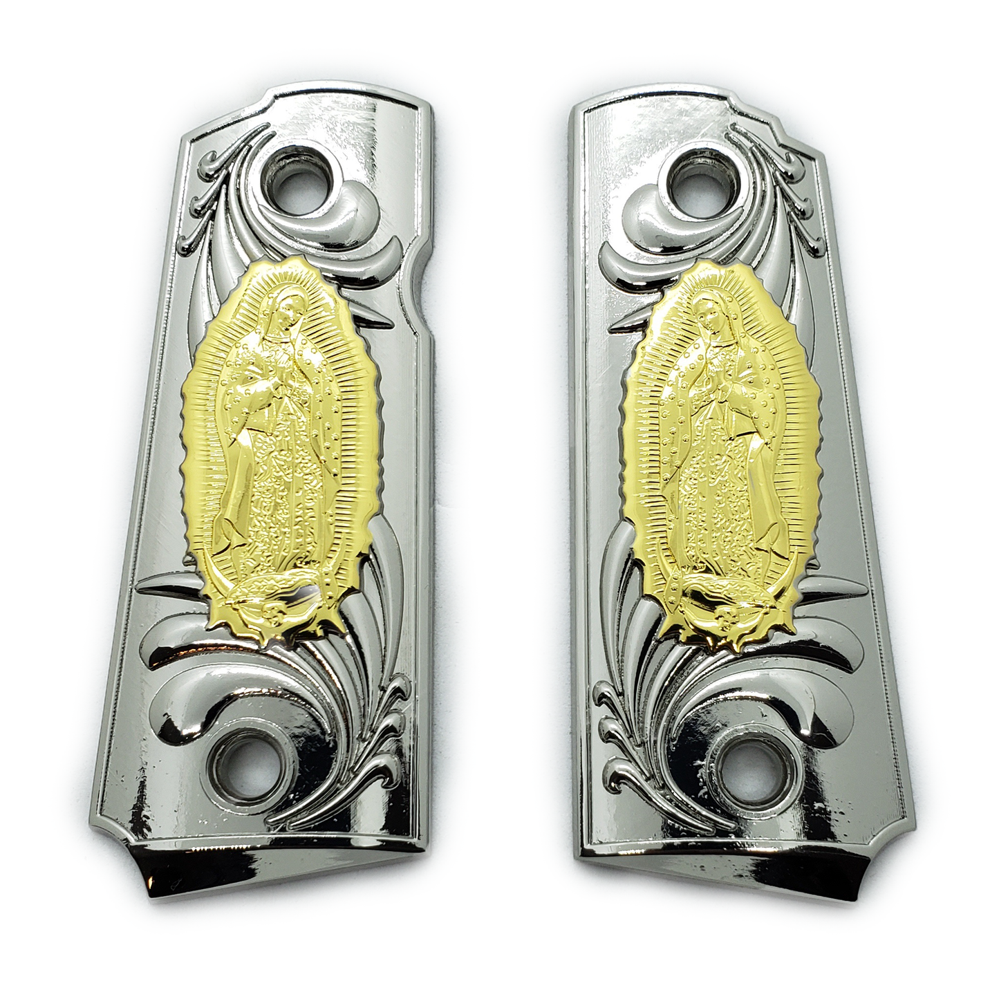 1911 Grips Compact Officer Size  Virgin Mary Gold Nickel