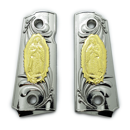 1911 Metal grips Black Gold Virgin Mary Lady of Guadalupe Ambi Safety #T-M103