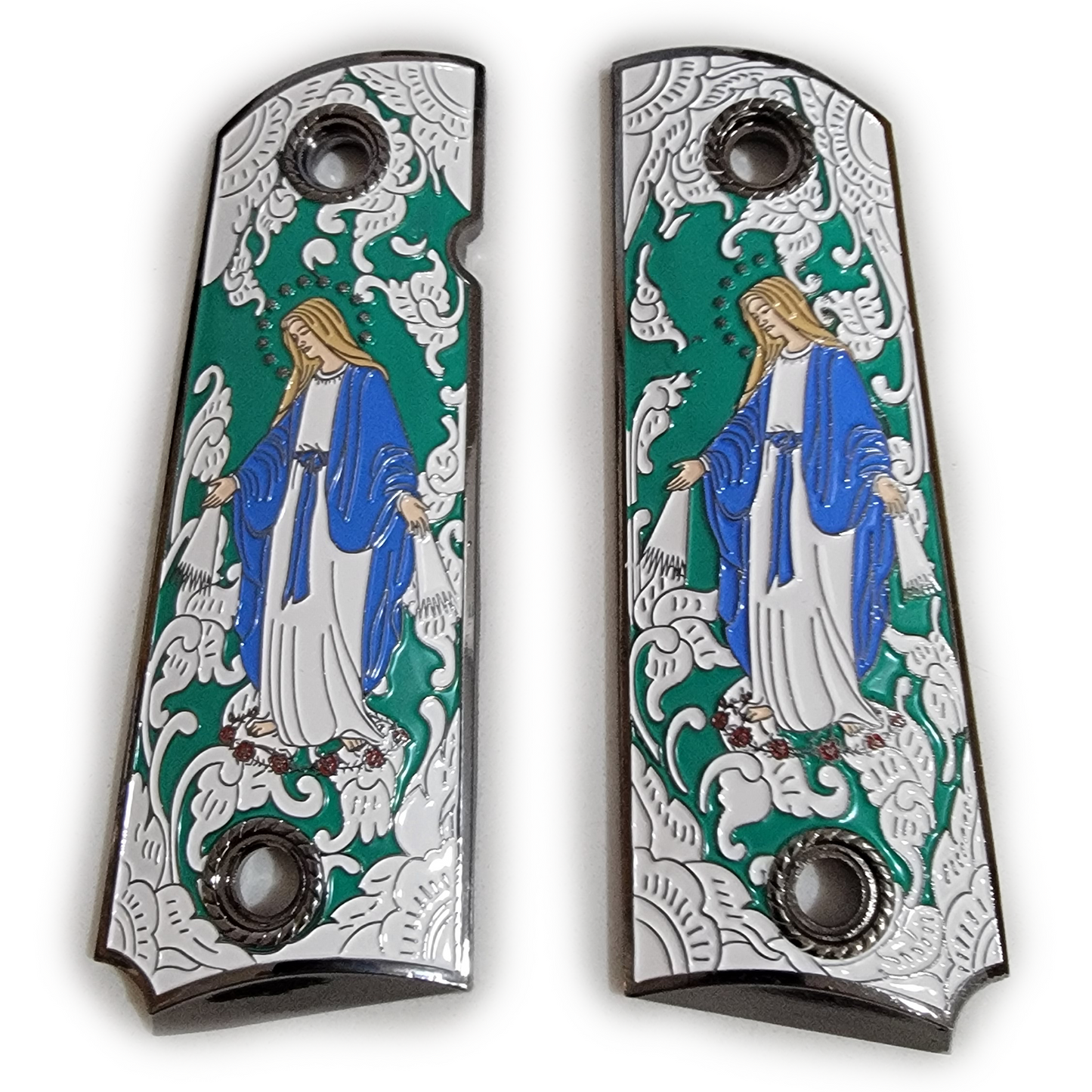 1911 Full Size Virgin Mary Gold Plated Grips W Soft Enamel