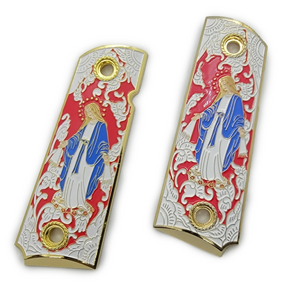 1911 Full Size Virgin Mary Gold Plated Grips W Soft Enamel