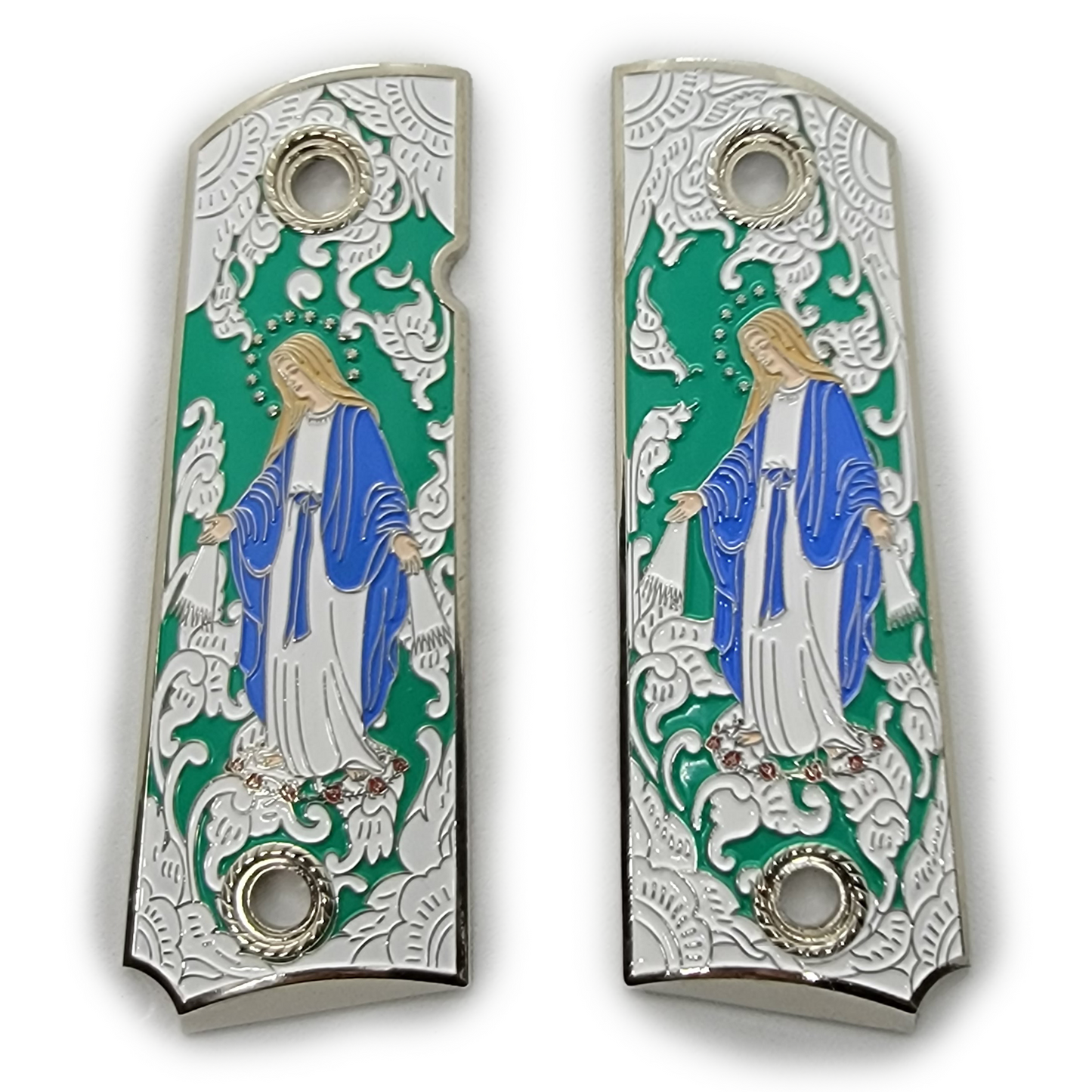 1911 Full Size Virgin Mary Gold Plated Grips W Soft Enamel