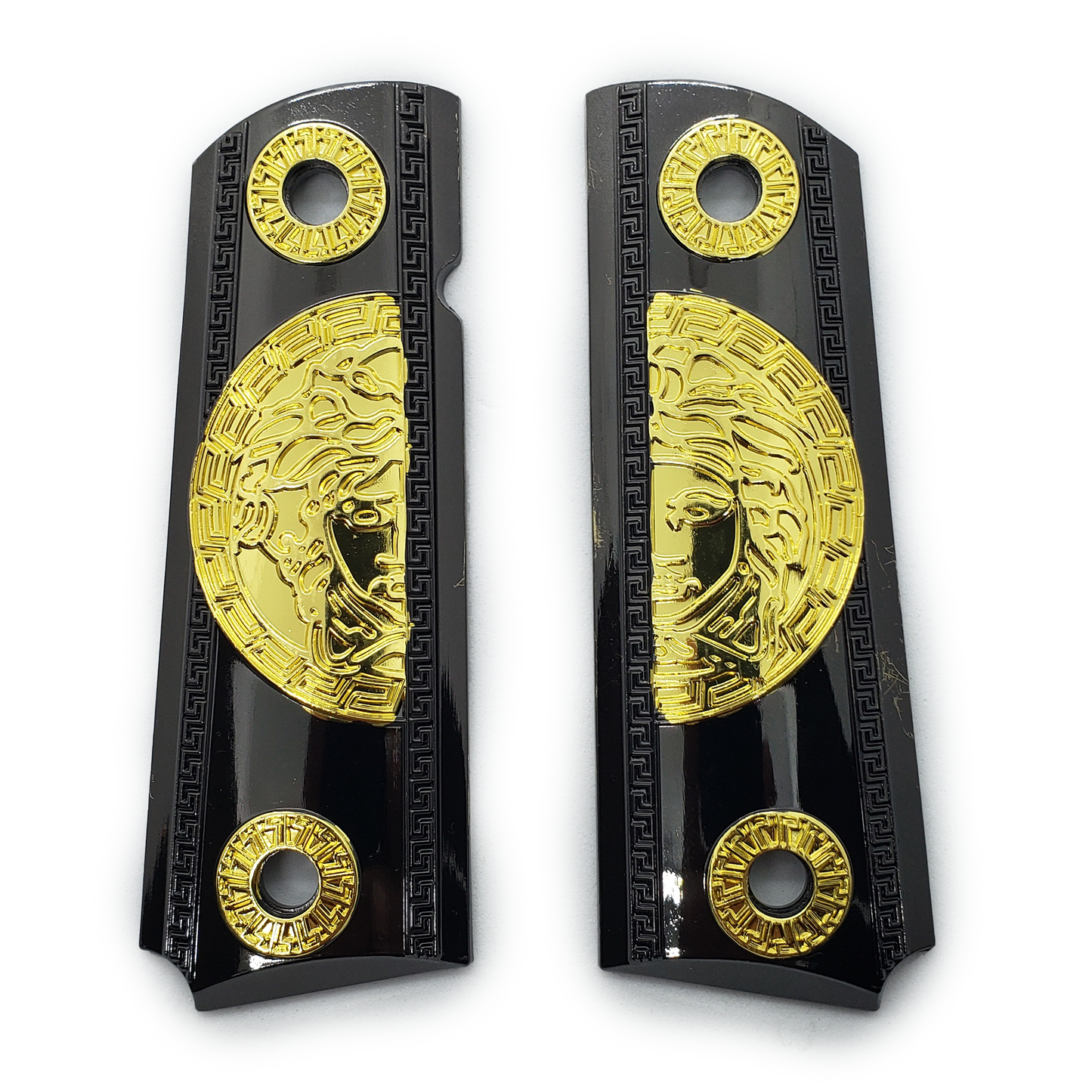 1911 Grips Full Size Medusa Metal Ambi Cut Black Nickel
