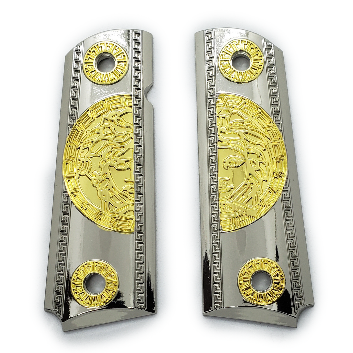 1911 Grips Full Size Medusa Metal Ambi Cut Black Nickel