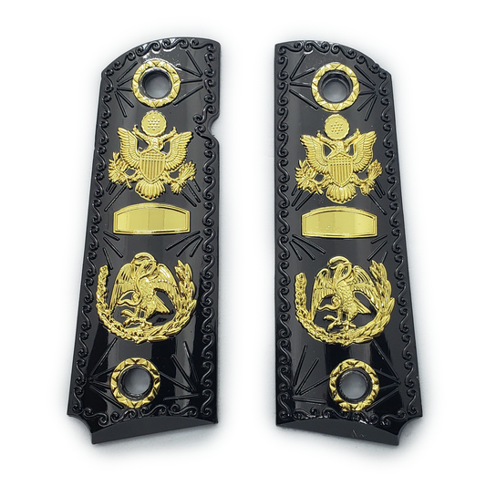 1911 Grips Black Gold Plated CACHA  #T-M100