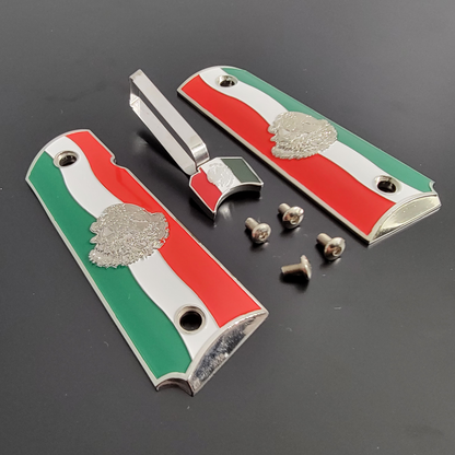 Combo Mexican Flag Set Trigger and Grips Gold or Nickel Plated