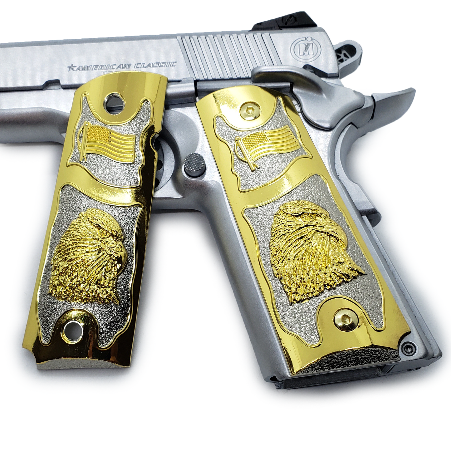 Metal 1911 GRIPS Full size Bald Eagle US Flag Grip