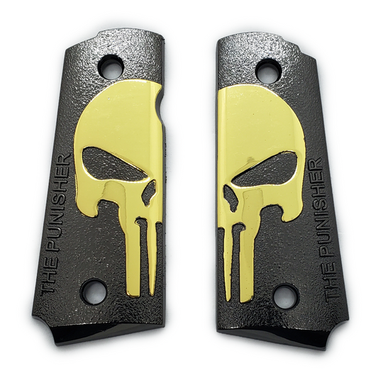 1911 COLT COMPACT OFFICER GRIPS SKULL BLACK GOLD