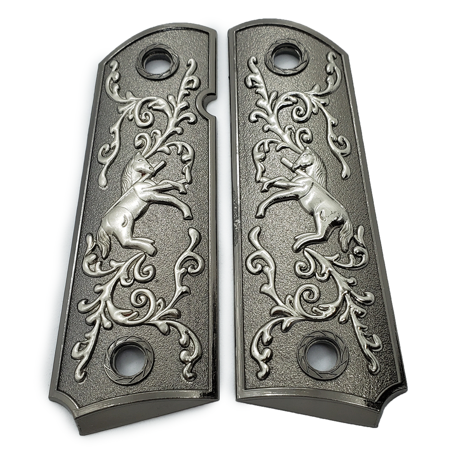 1911 COLT RAMPANT FULL SIZE GRIPS  W AMBI CUT Nickel Gold #T-R1471