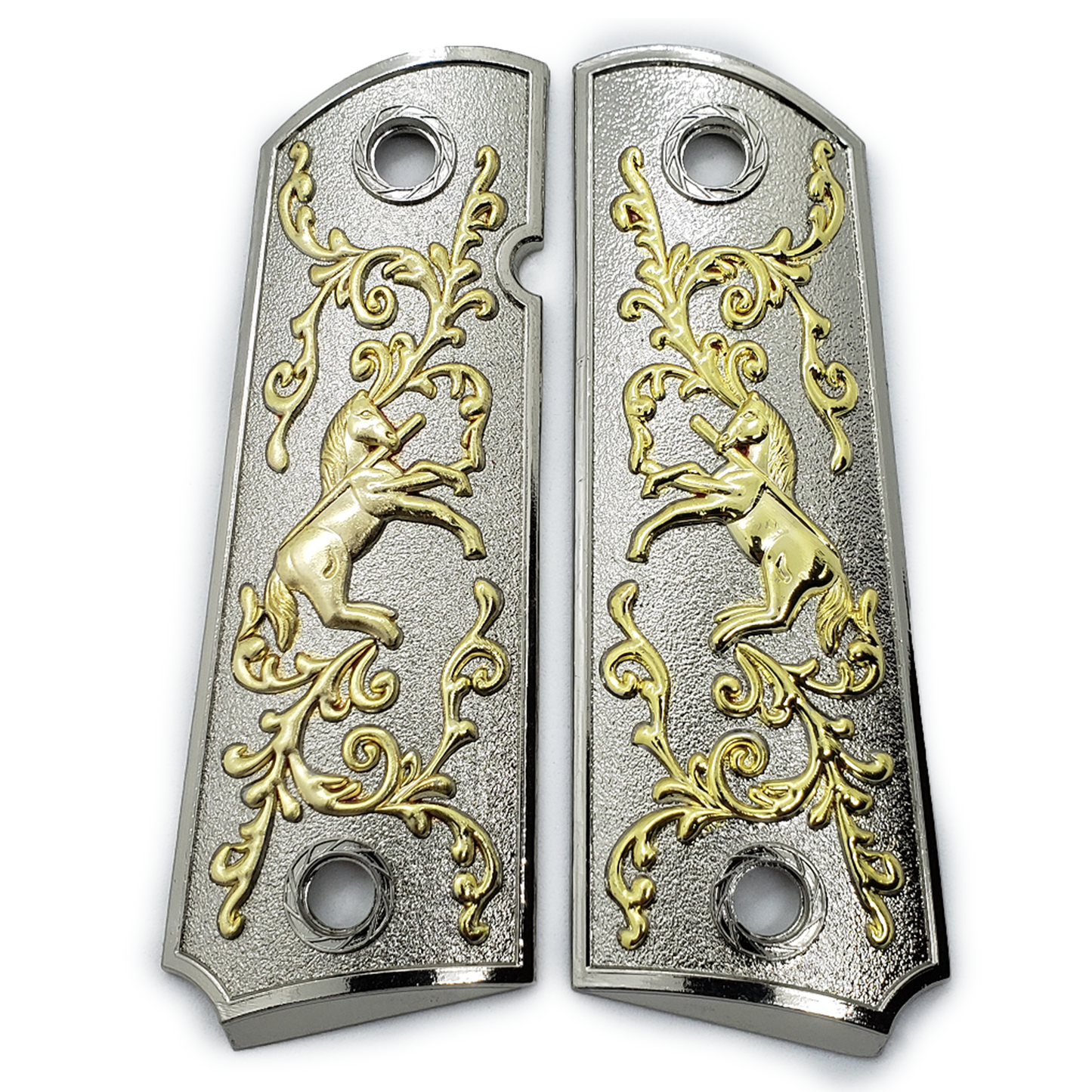 1911 COLT RAMPANT FULL SIZE GRIPS  W AMBI CUT Black Gold #T-R1472