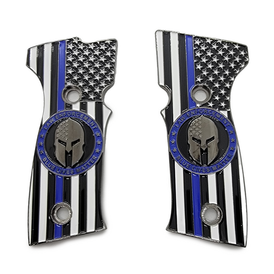 Sig Sauer P320 AXG Metal Grip Panels Black / Flag Spartan P-320-3