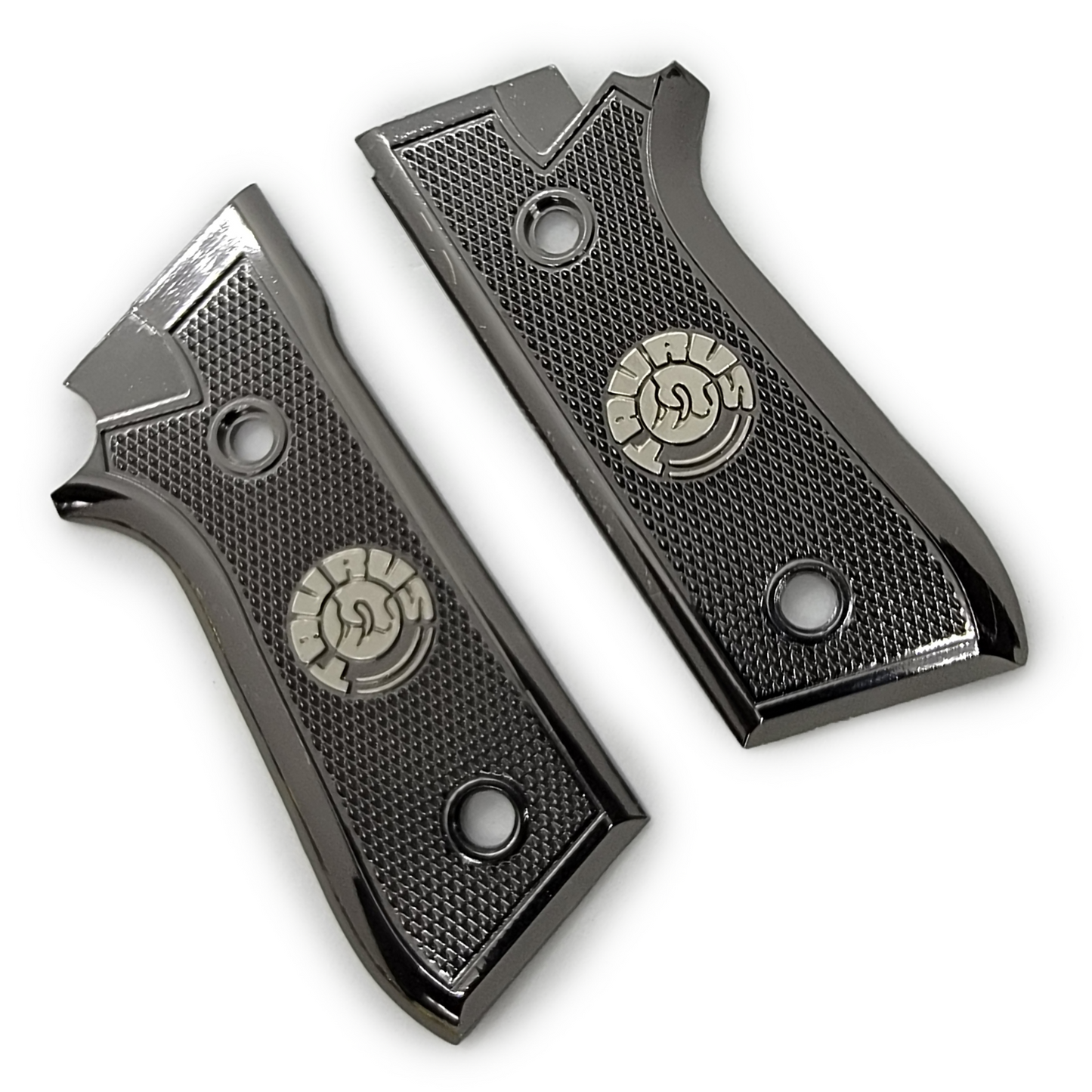 Taurus PT-99 PT-92 PT-100 PT-101 Metal Grips Black-Nickel Logo