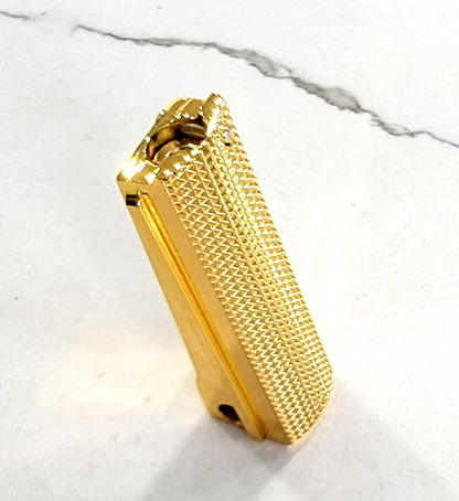 1911 Mainspring Housing steel Checkered - Full size , Polished with Real Gold