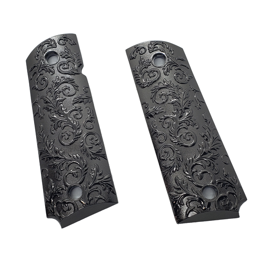 1911 GRIPS FULL SIZE - Metal - Scroll Design W Ambi Safety Black #T-SC03