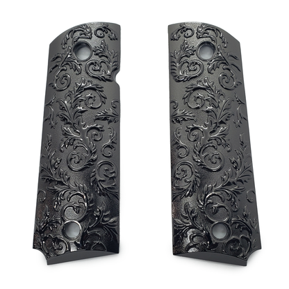 1911 GRIPS FULL SIZE - Metal - Scroll Design W Ambi Safety Nickel #T-SC02