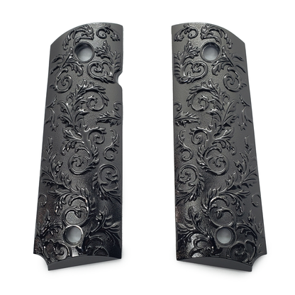 1911 GRIPS FULL SIZE - Metal - Scroll Design W Ambi Safety Black #T-SC03