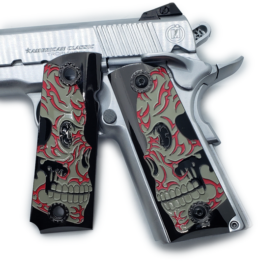 1911 FULL SIZE GRIPS Metal Enameled  Ambi Cut