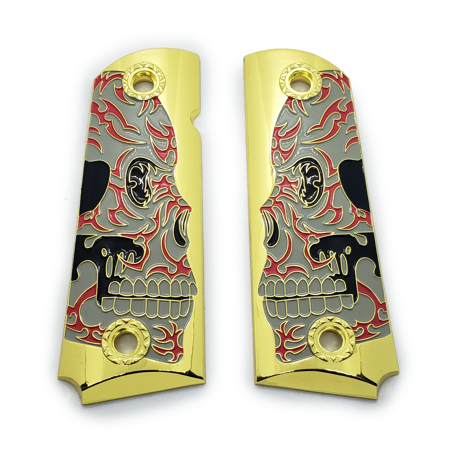 1911 FULL SIZE GRIPS Metal Enameled  Ambi Cut Gold
