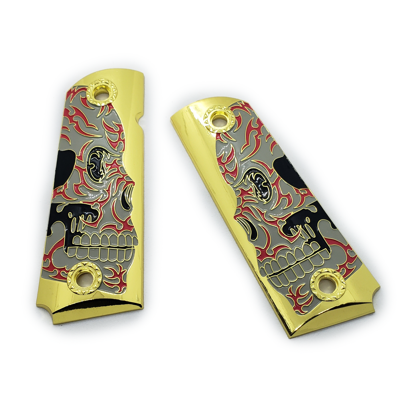 1911 FULL SIZE GRIPS Metal Enameled  Ambi Cut Gold