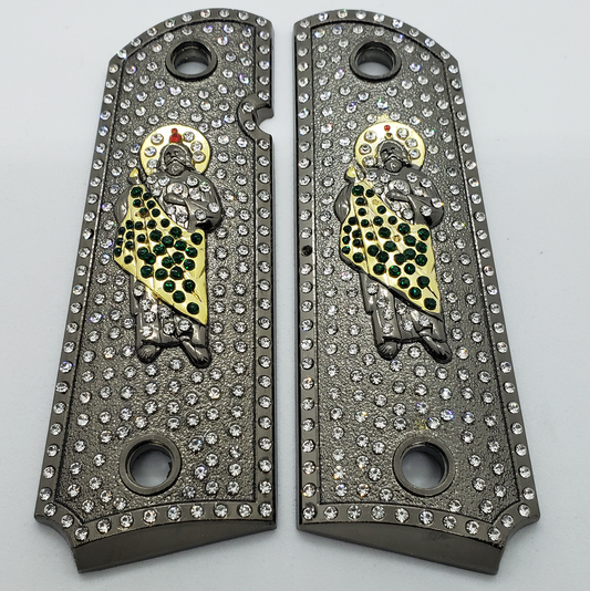 1911 Grips St Jude With Zirconia stones Black