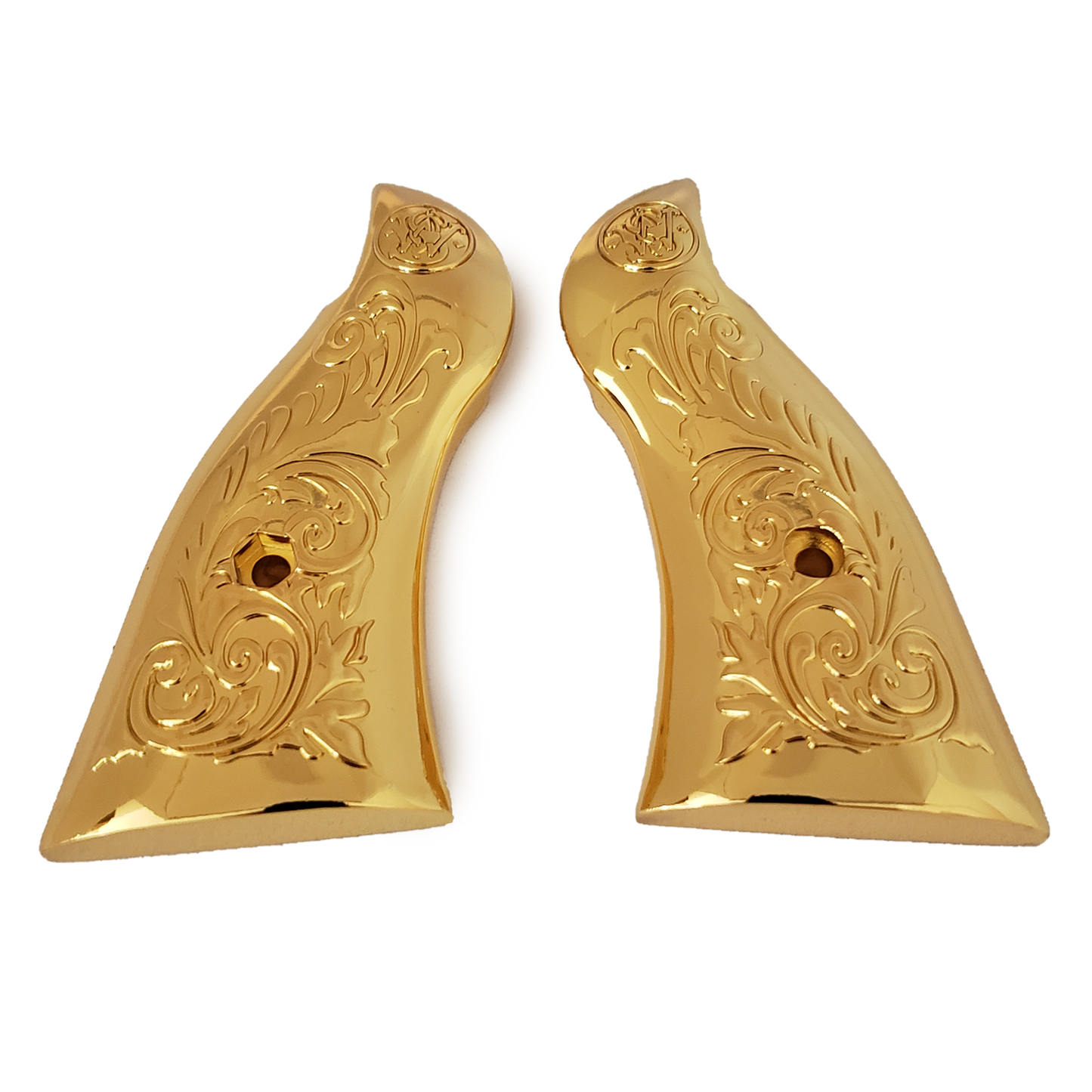 Smith & Wesson Scroll Metal Grips - K-Frame Square Butt Gold