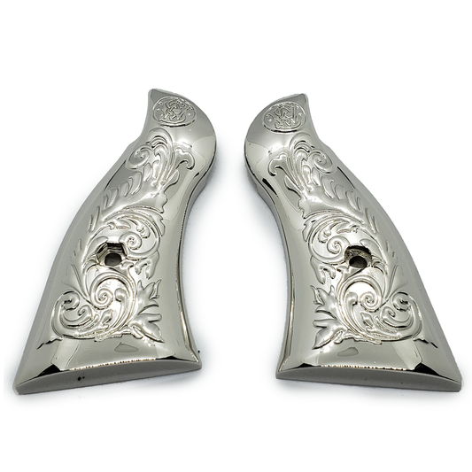 Smith & Wesson Scroll Metal Grips - K-Frame Square Butt Nickel