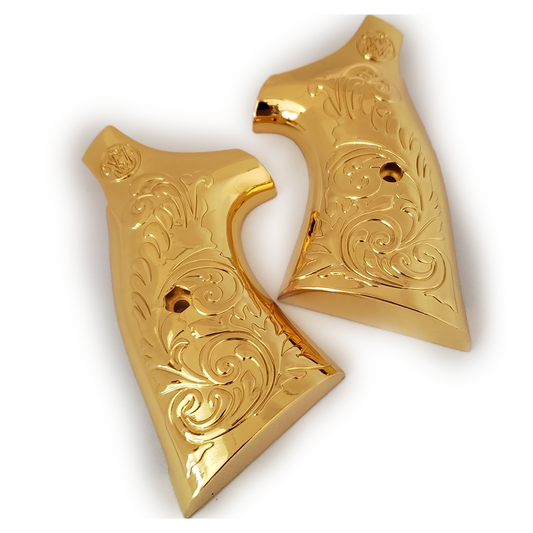 Custom Smith & Wesson Scroll Metal Grips - K-Frame Square Butt Gold